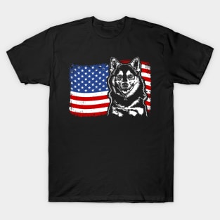 Proud Pomsky American Flag patriotic dog T-Shirt